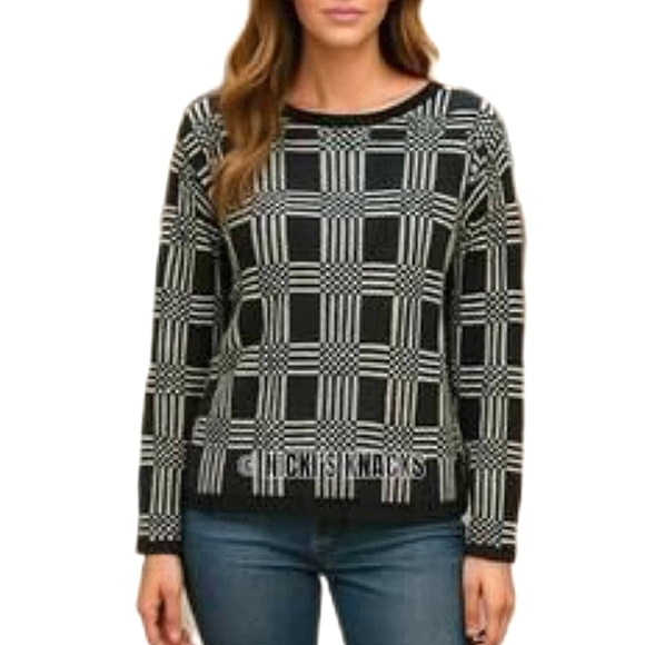 Lety & Me (Stitch Fix) Women's Gray Geometric Boxy Sweater Size Medium NWT - Picture 11 of 12